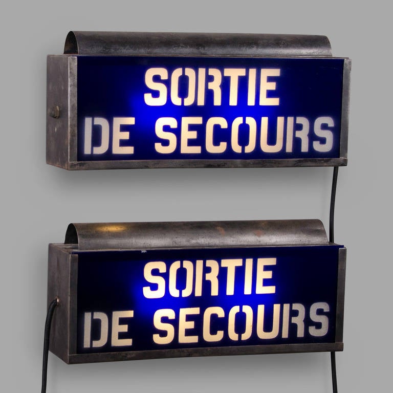 Pair of 1930s 'Emergency Exit' Theater Light Boxes at 1stdibs visible home theater wiring 