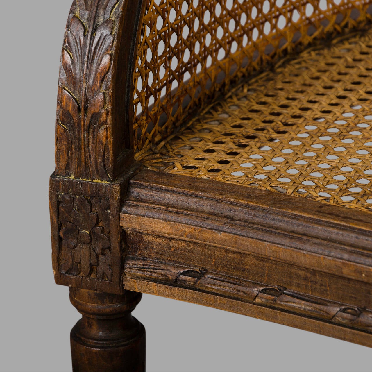 French Pair of End of 19th Century Wicker Armchairs in the Louis XVI Style