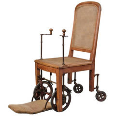 Vintage Apartment Wheelchair with Small Wheels and Two Cranks, circa 1930