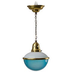 Small Art Deco Pendant Light, Signed JLRIN