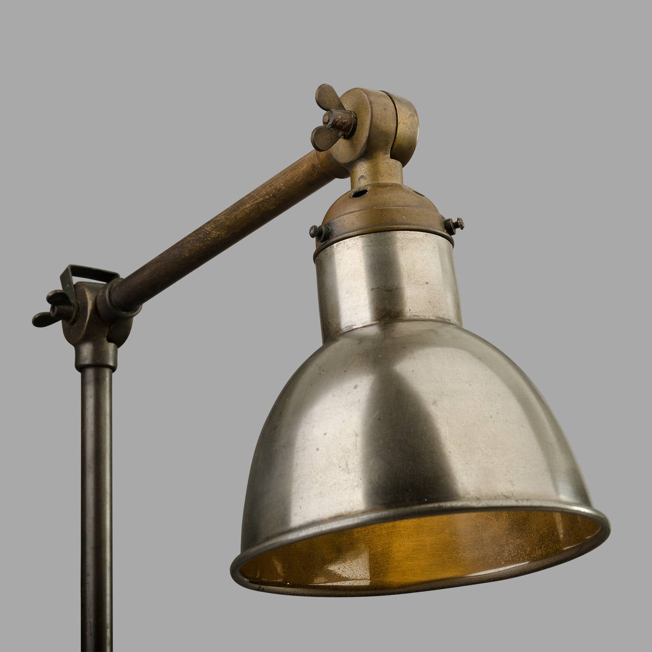 Brass and Nickel-Plated Steel Desk Lamp, c. 1930 1