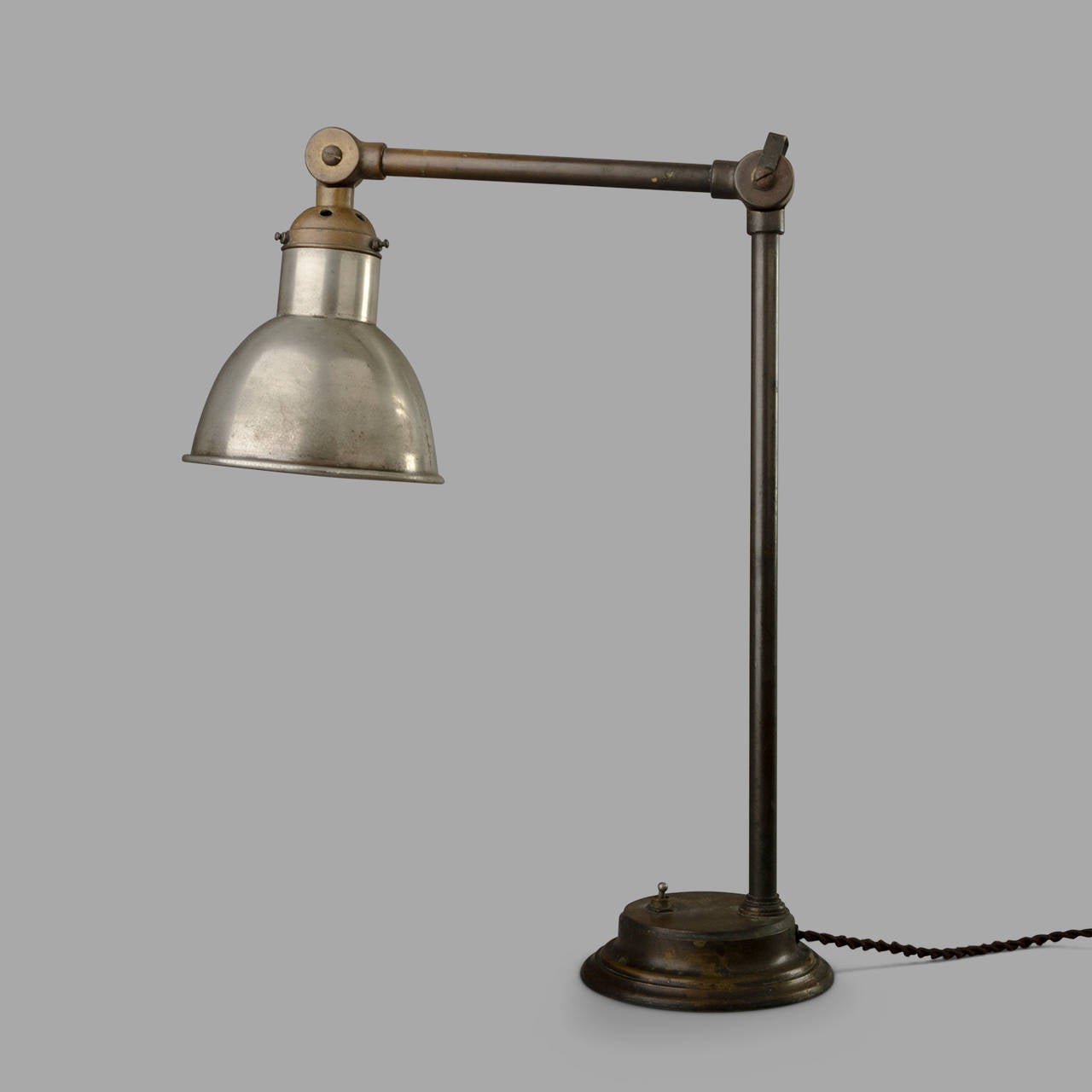 Brass and Nickel-Plated Steel Desk Lamp, c. 1930 2