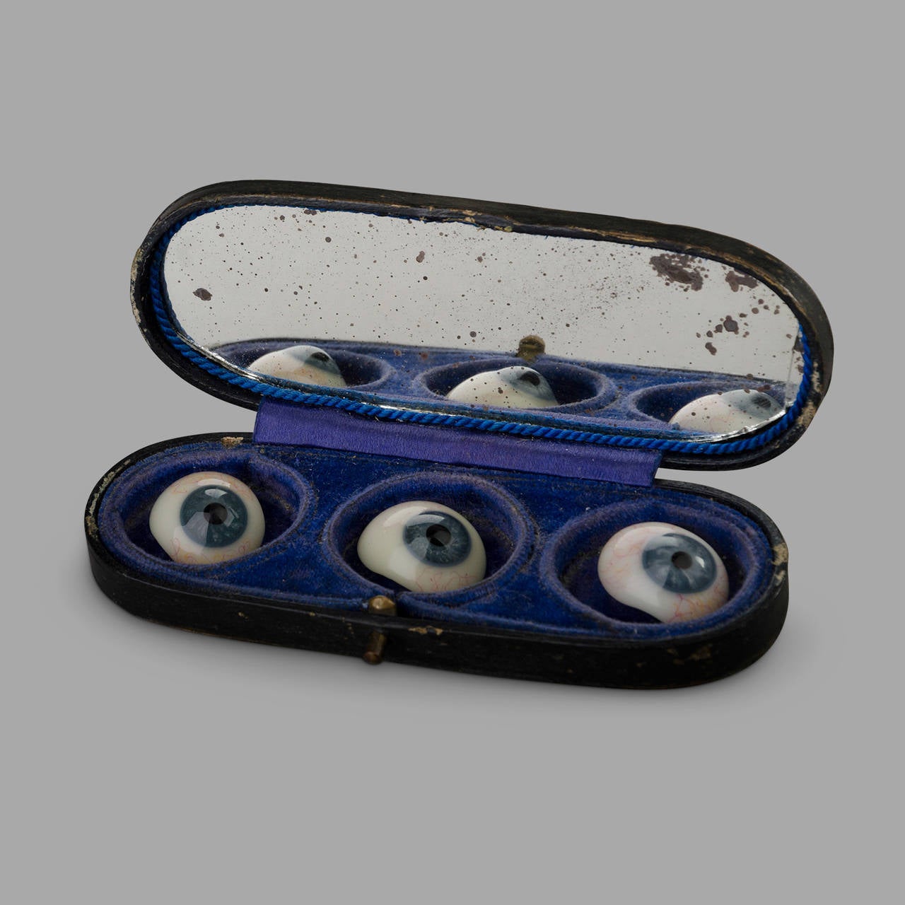 French Three Glass Eyes in their Storage Box