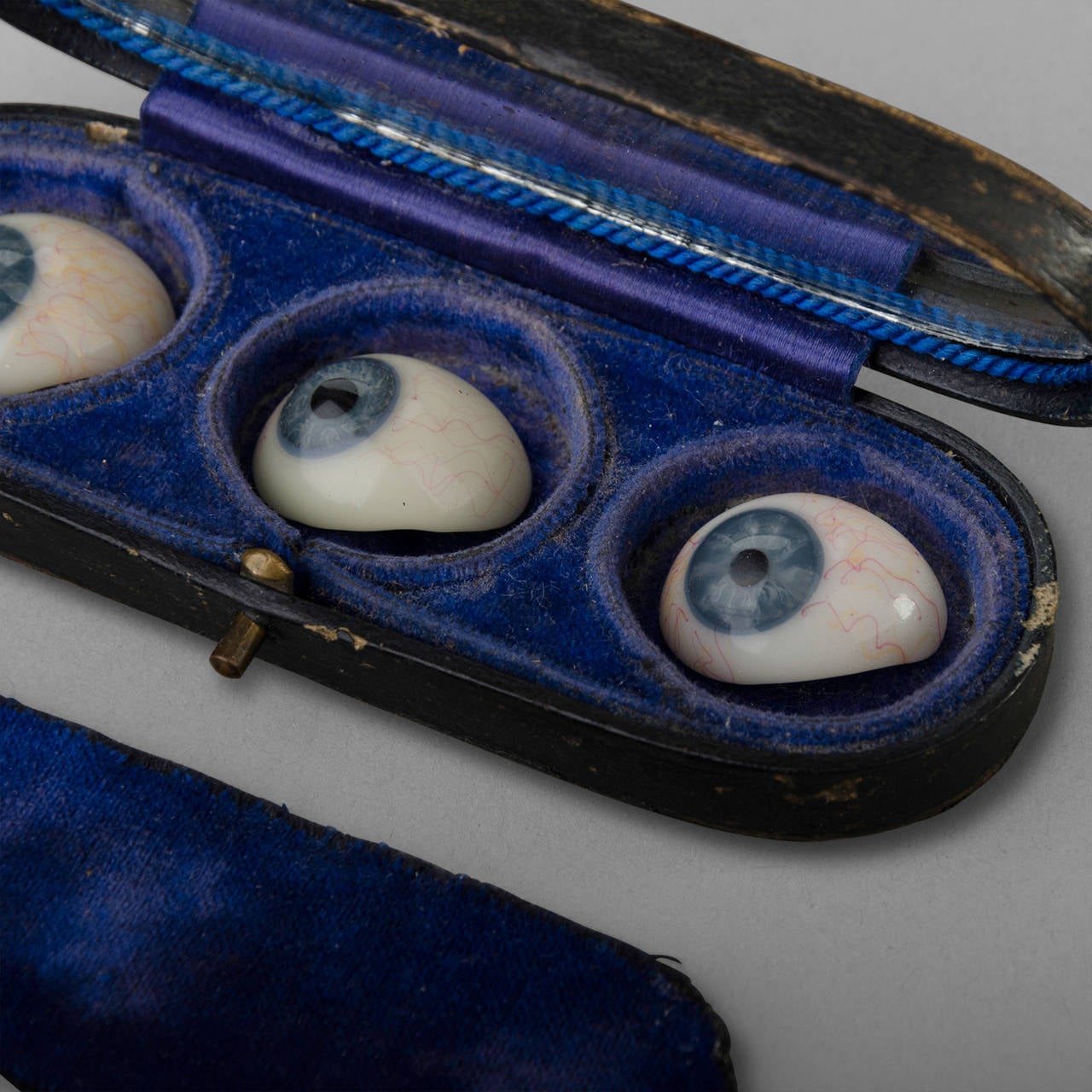 20th Century Three Glass Eyes in their Storage Box