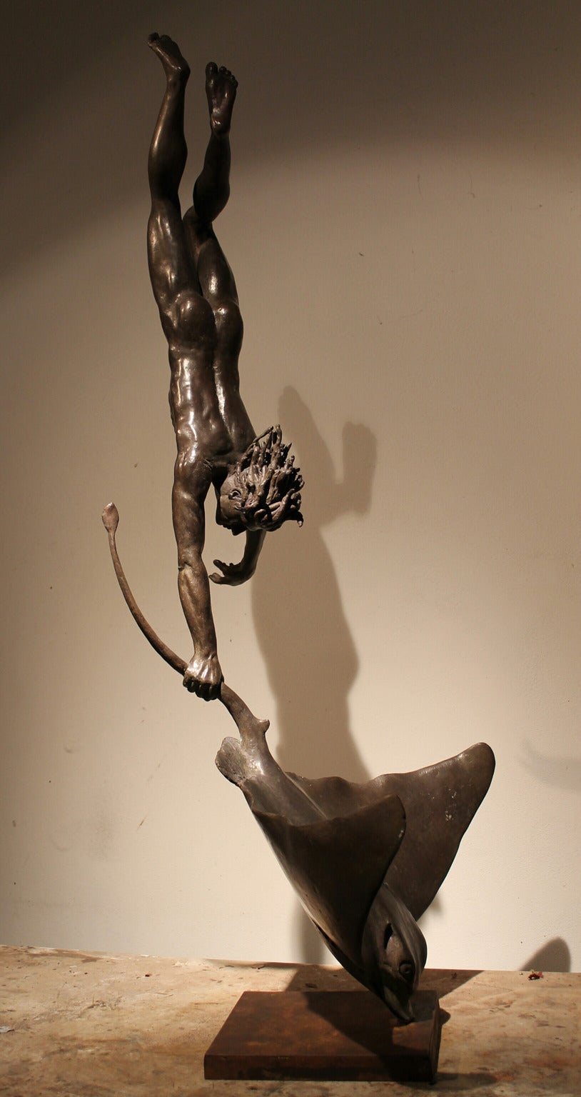 Stunning Sculpture in Bronze by Italian Sculptor Gabriele Nardi For Sale 3