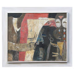 Vintage Wim Bosma Oil Painting " African Women, " circa 1955