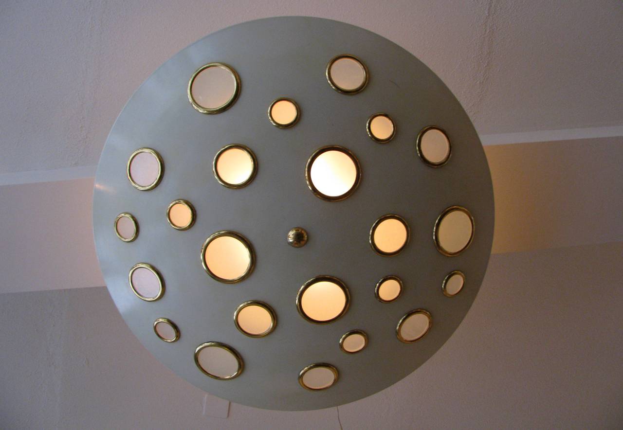 Mid-20th Century Spectacular Pair of Italian Ceiling Lamps by Lumen, 1950s For Sale