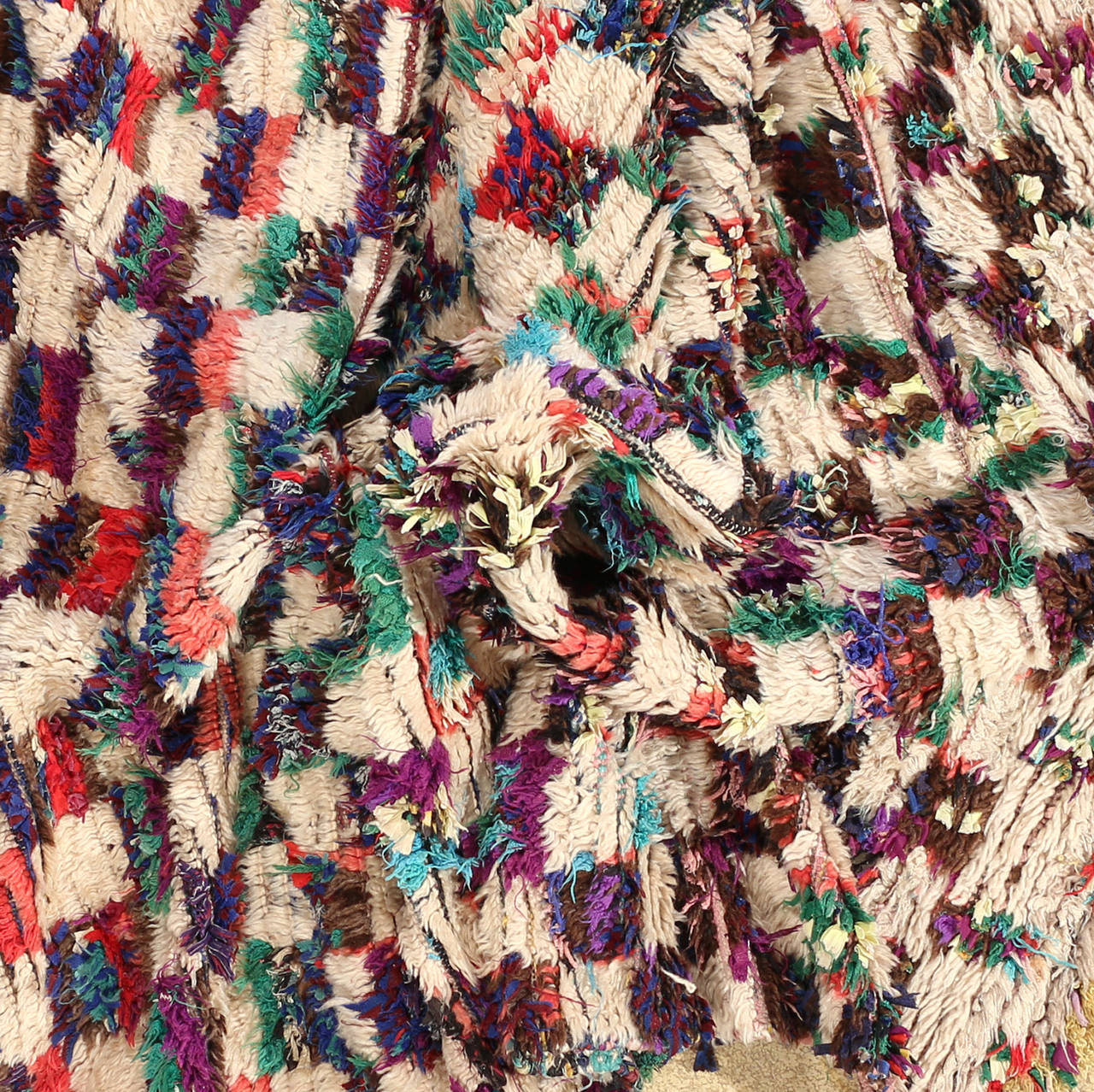 Colorful Checkerboard Moroccan Ait Bouli Carpet