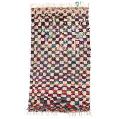 Colorful Checkerboard Moroccan Ait Bouli Carpet
