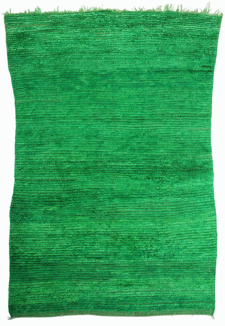 Rare Double-Sided Monochrome, Green Rug In Good Condition For Sale In Graz, Styria