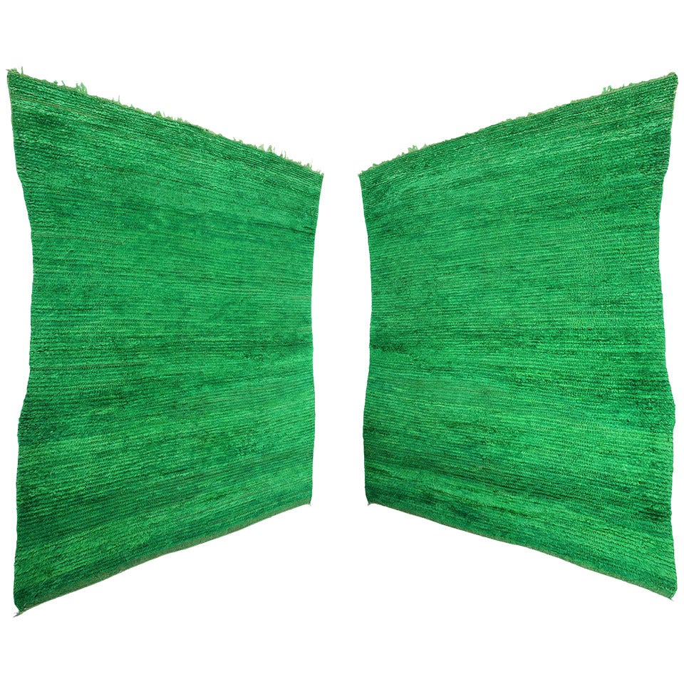 Rare Double-Sided Monochrome, Green Rug For Sale