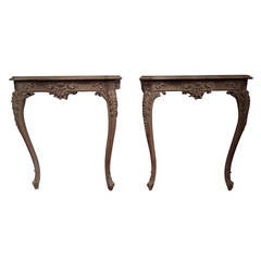 Pair of 19th Century French Carved and Painted Walnut Tables