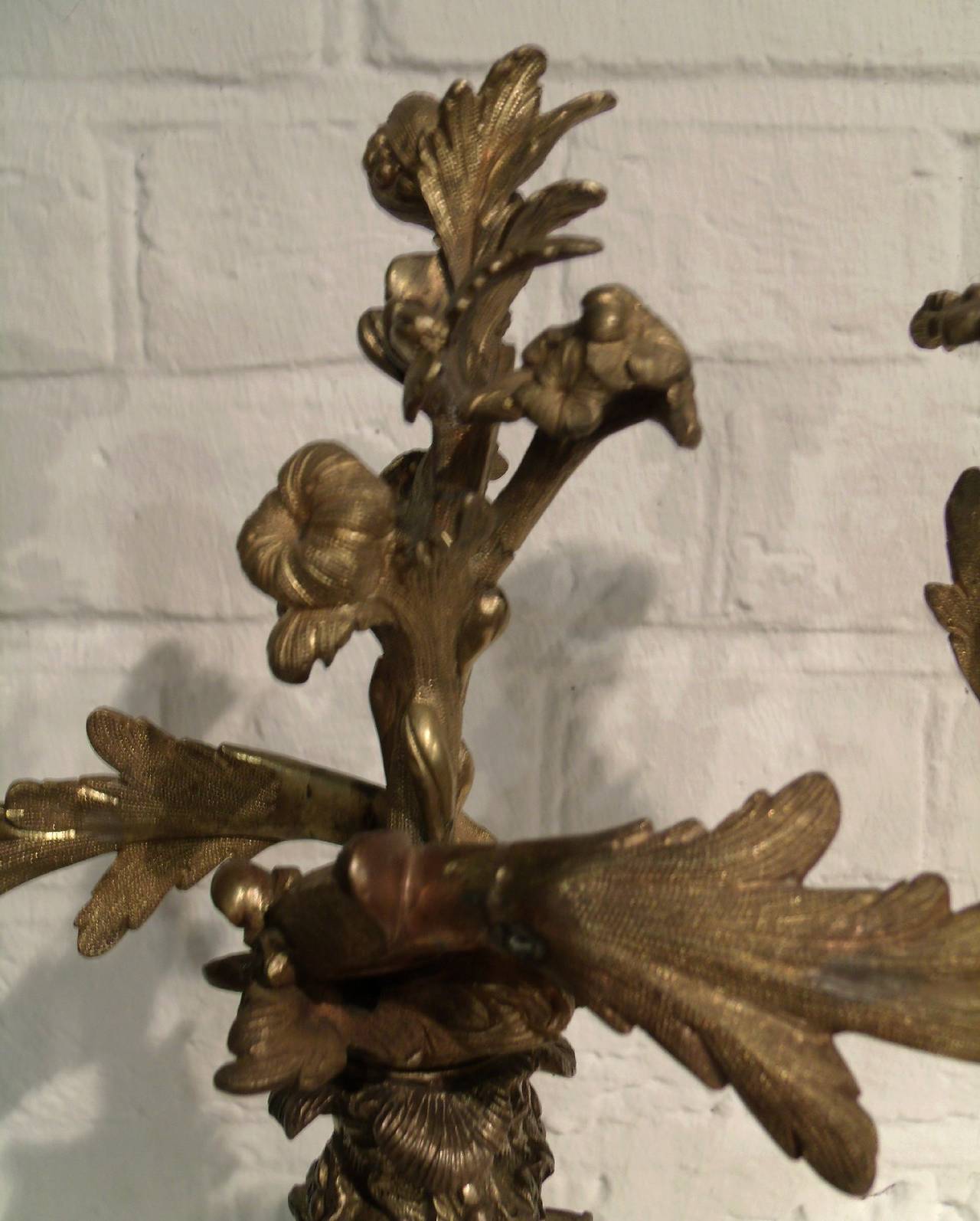 Pair of 19th Century French Bronze and Gilt Bronze Candelabras 4