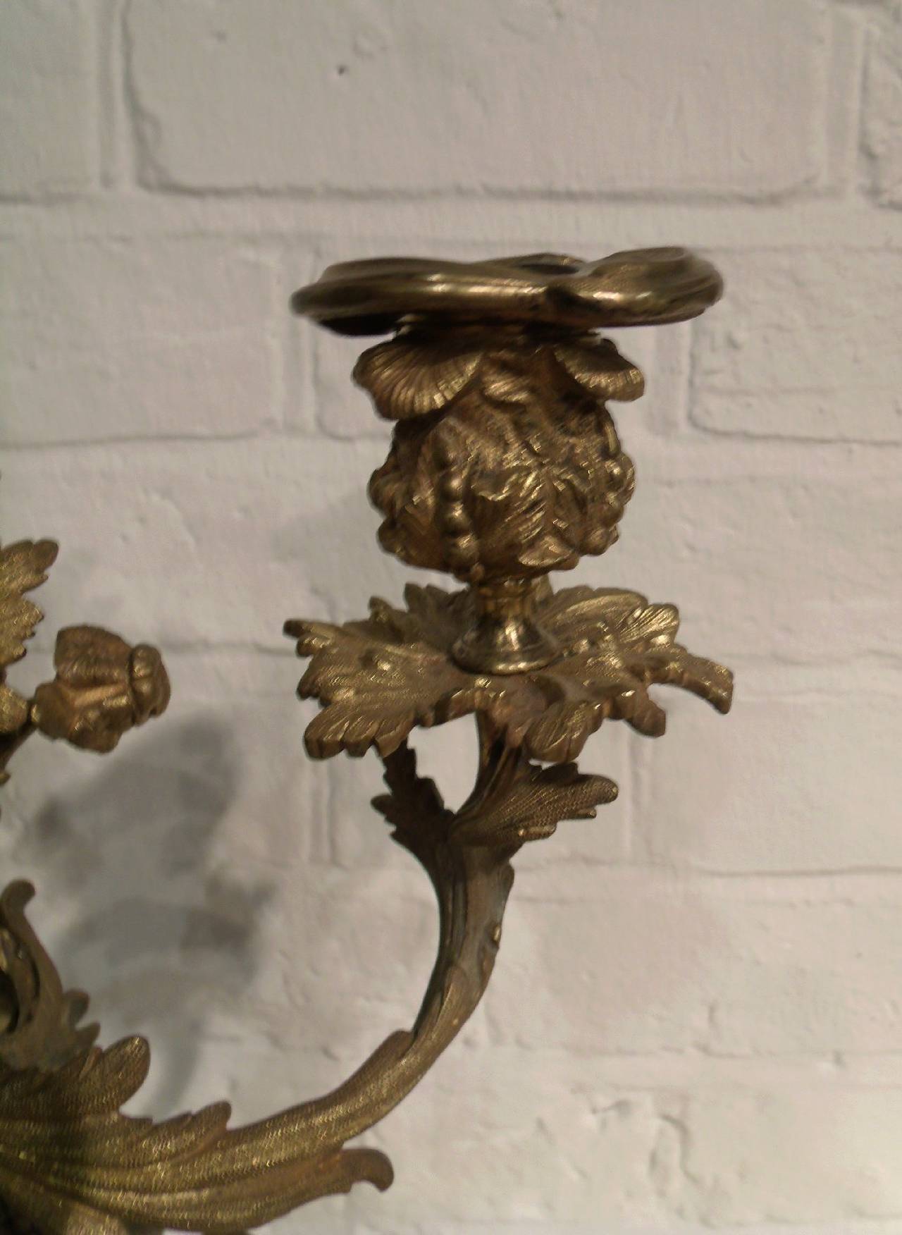 Pair of 19th Century French Bronze and Gilt Bronze Candelabras 7