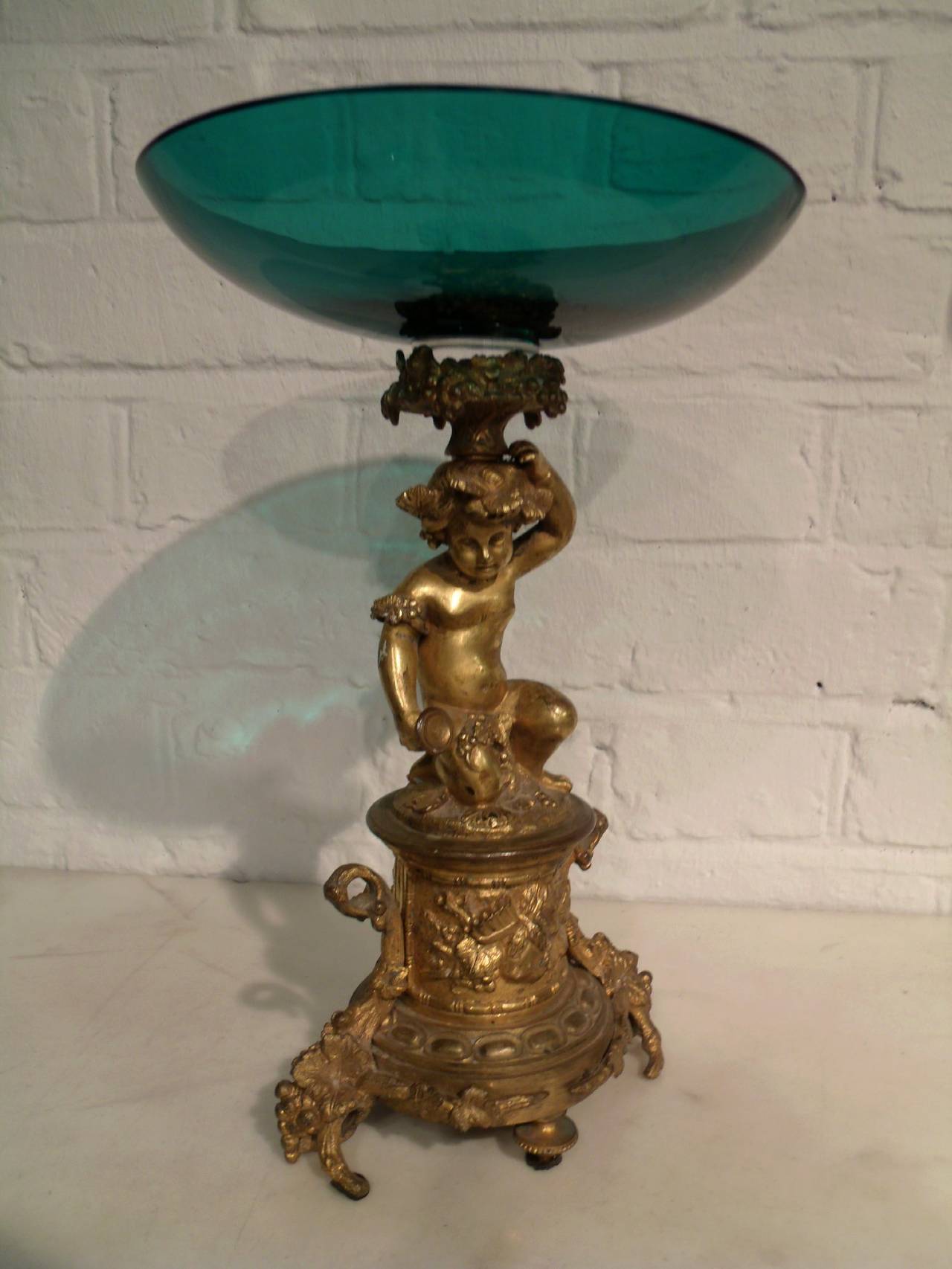 Pair of 19th Century French Ormolu and Glass Tazzas 4