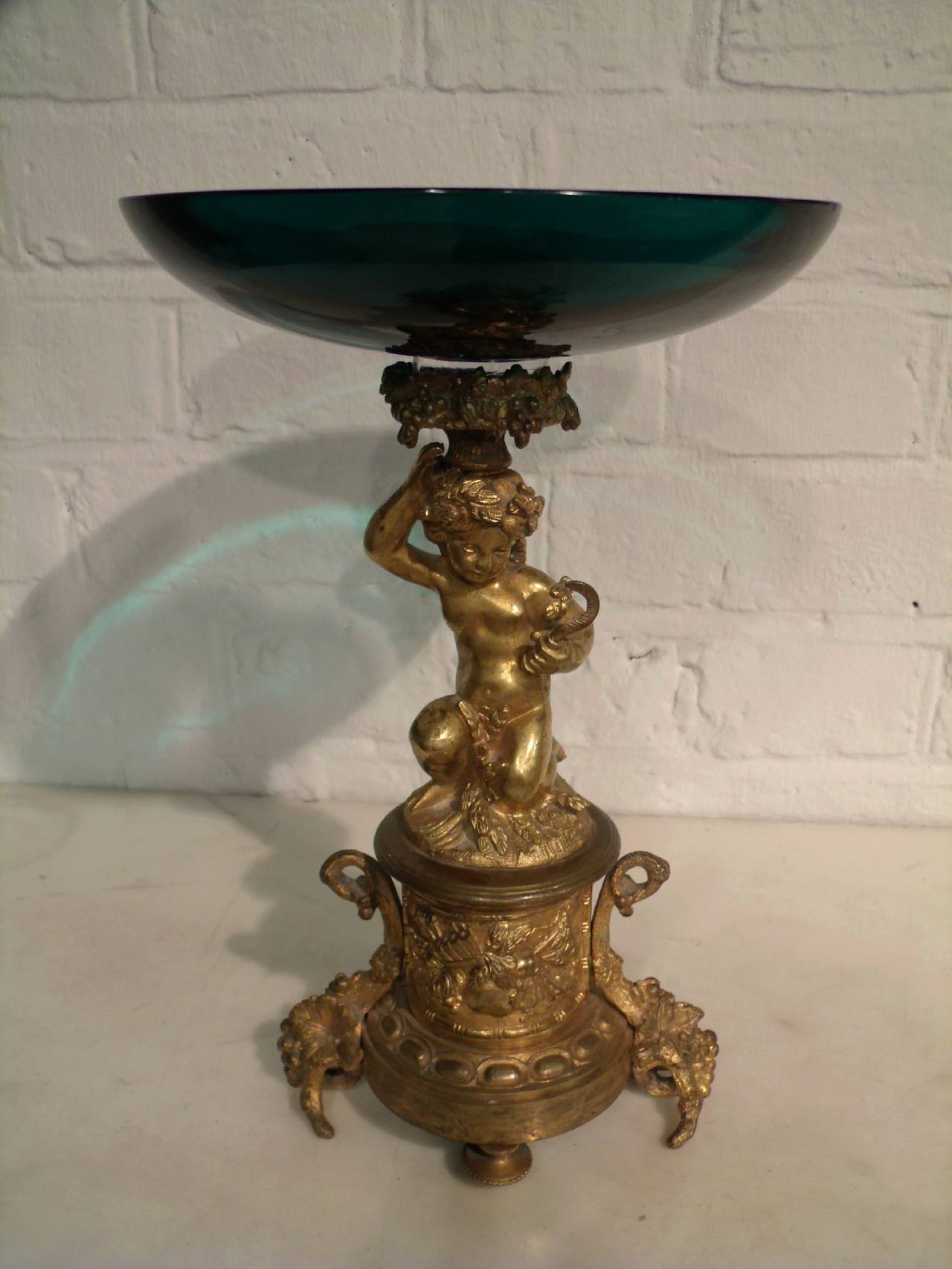 Pair of 19th Century French Ormolu and Glass Tazzas 7