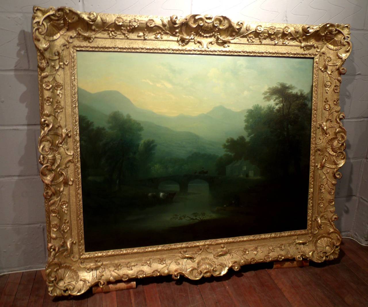 Carved Late Summer English Landscape Painting by the Circle of Thomas Gainsborough For Sale