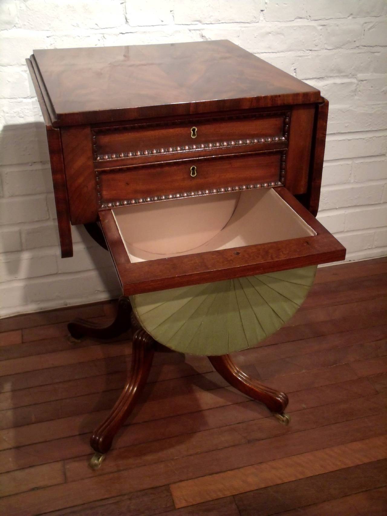 British Regency Mahogany Drop-Leaf Work or Writing Table with Secret Drawer