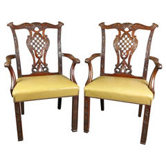 Pair of Late 19th Century Walnut Chippendale Style Armchairs 5