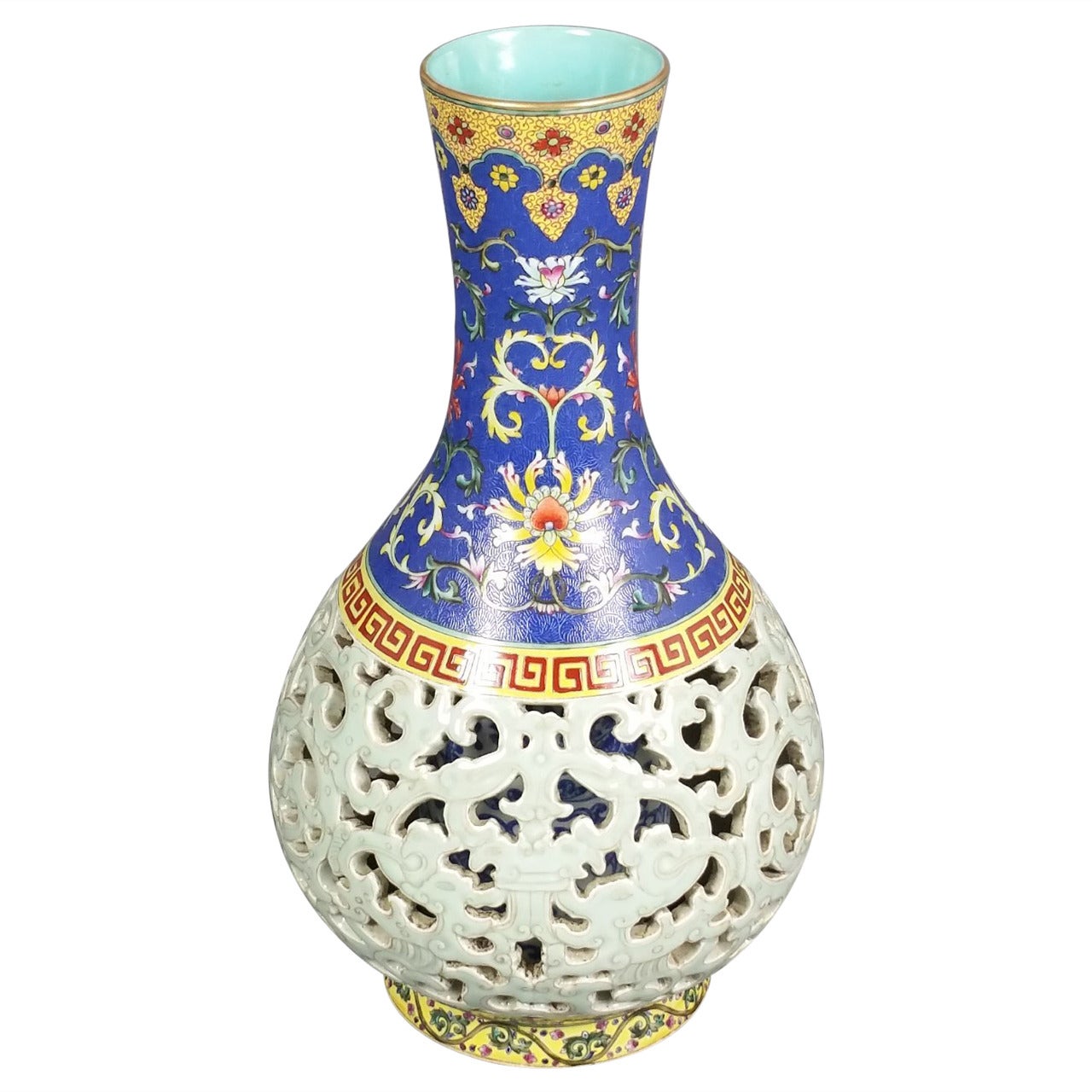 Chinese Republic Period Reticulated Pottery Vase