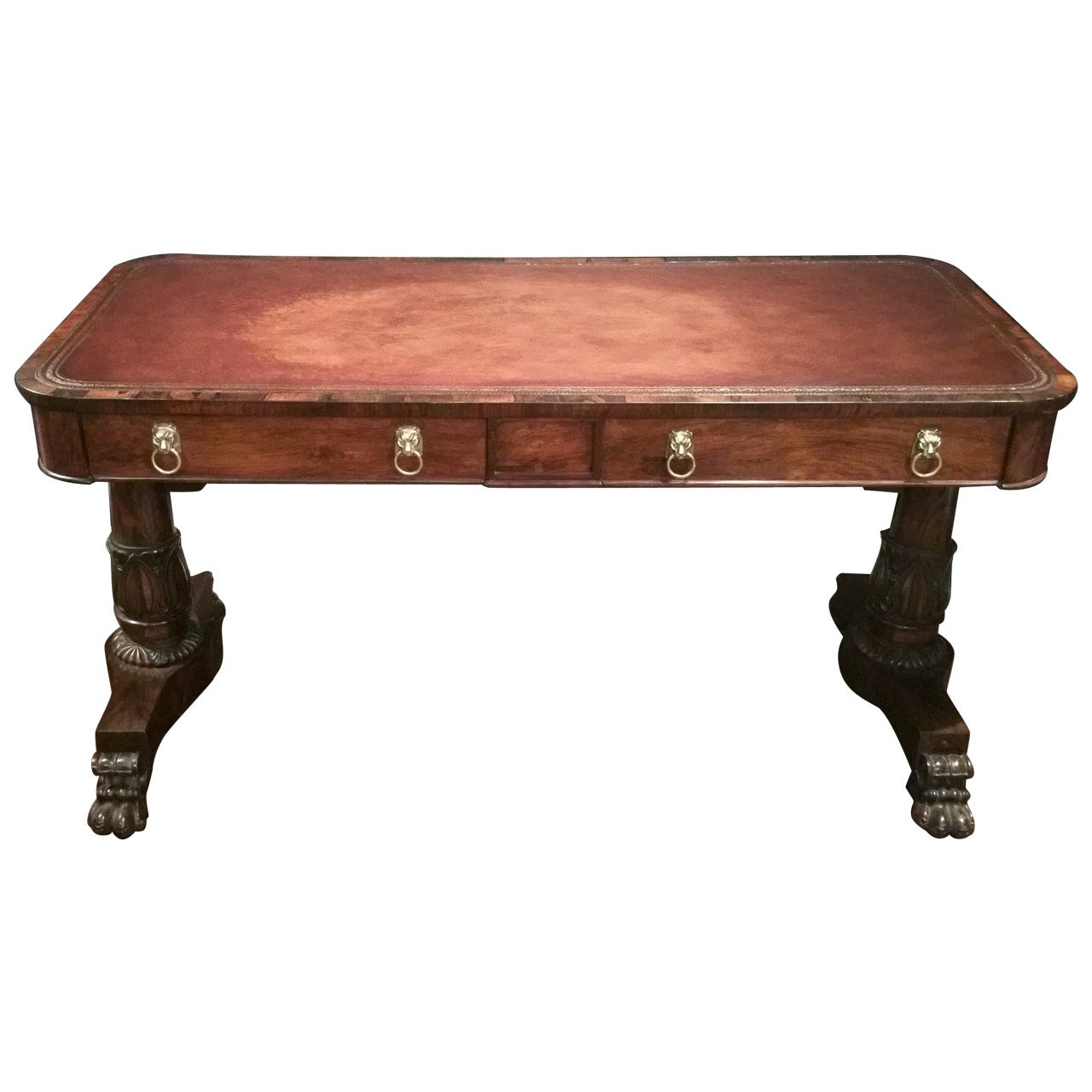 Regency Rosewood Library Table on Column Supports