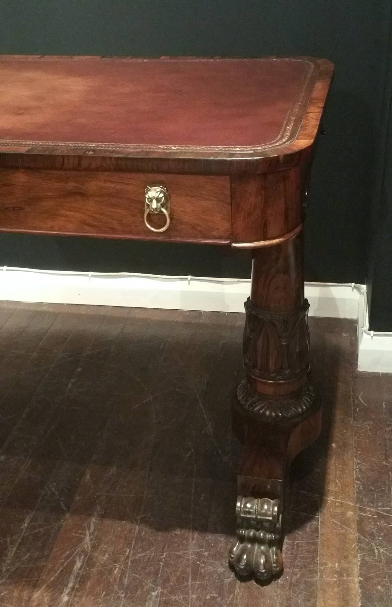 British Regency Rosewood Library Table on Column Supports