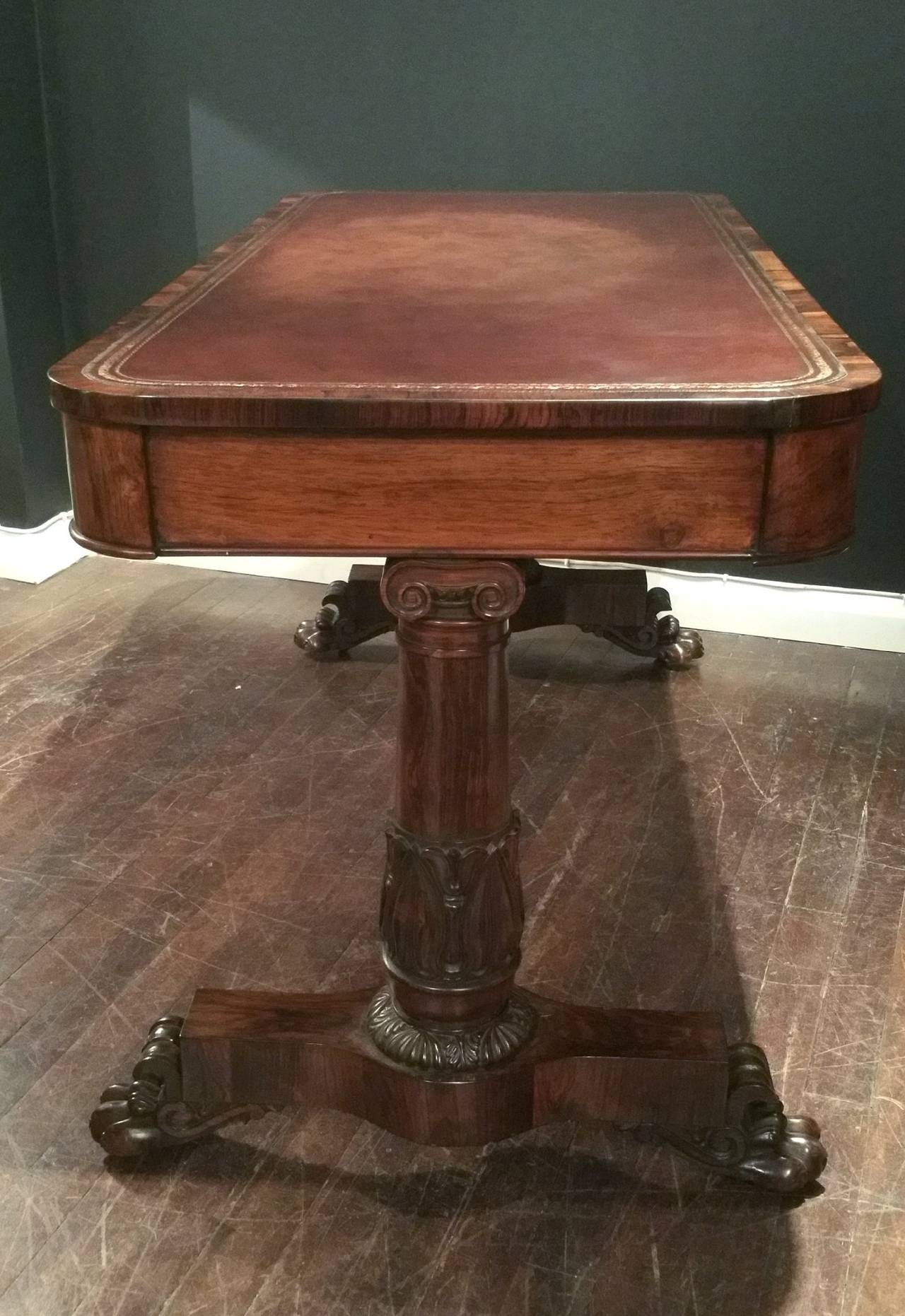 Regency Rosewood Library Table on Column Supports 2