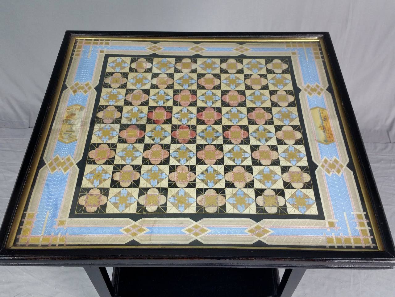 British Victorian Ebonized Aesthetic Movement Two-Tier Chess Table
