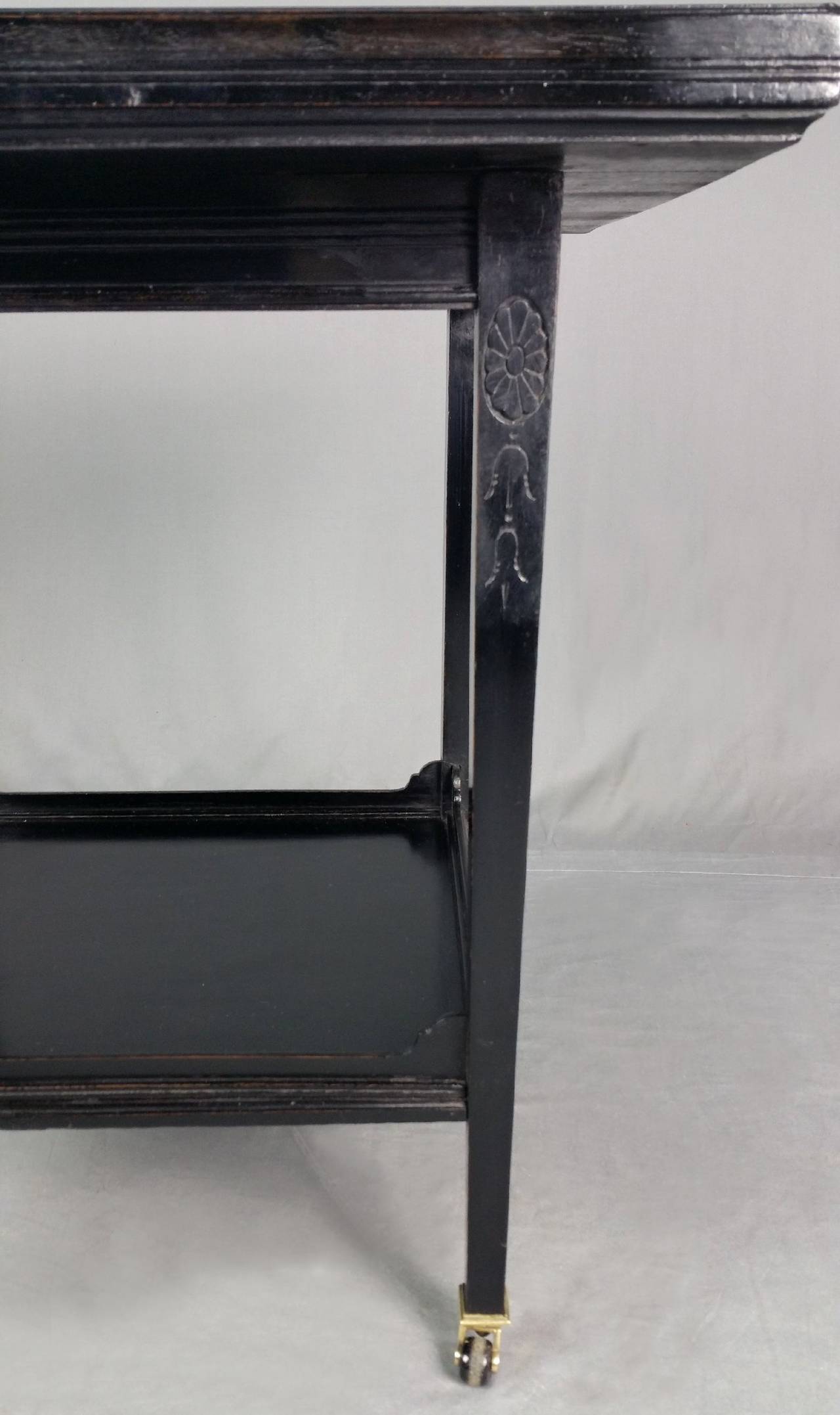Victorian Ebonized Aesthetic Movement Two-Tier Chess Table 2