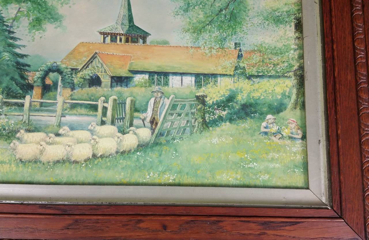 Hand-Painted 19th Century English Naïve School Watercolor For Sale