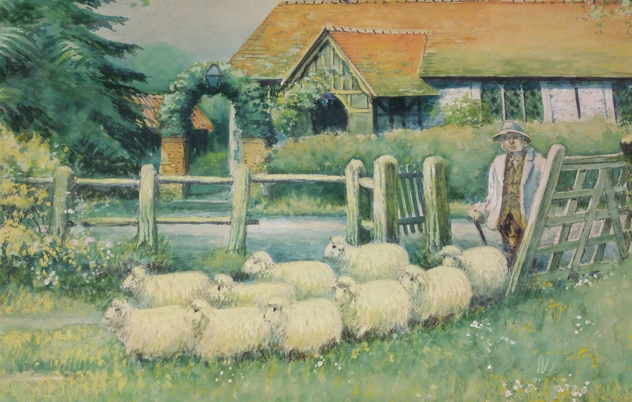 19th Century English Naïve School Watercolor For Sale 1