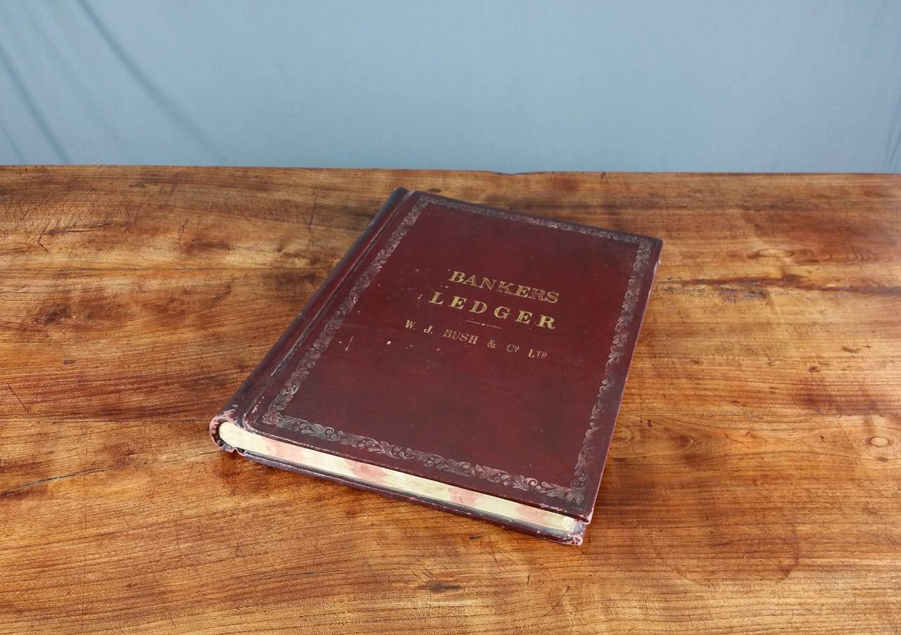 This beautiful early 20th century leather bound account ledger, aside from the inside front cover from which it has been dated and the leather covering which has sustained some wear, is in totally unused and pristine condition. All 382 pages are