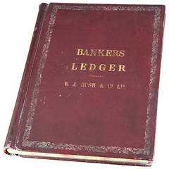 Vintage Early 20th Century Leather Bound Account Ledger