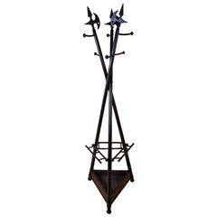 19th Century Iron, Bamboo and Beech Hat and Stick Stand
