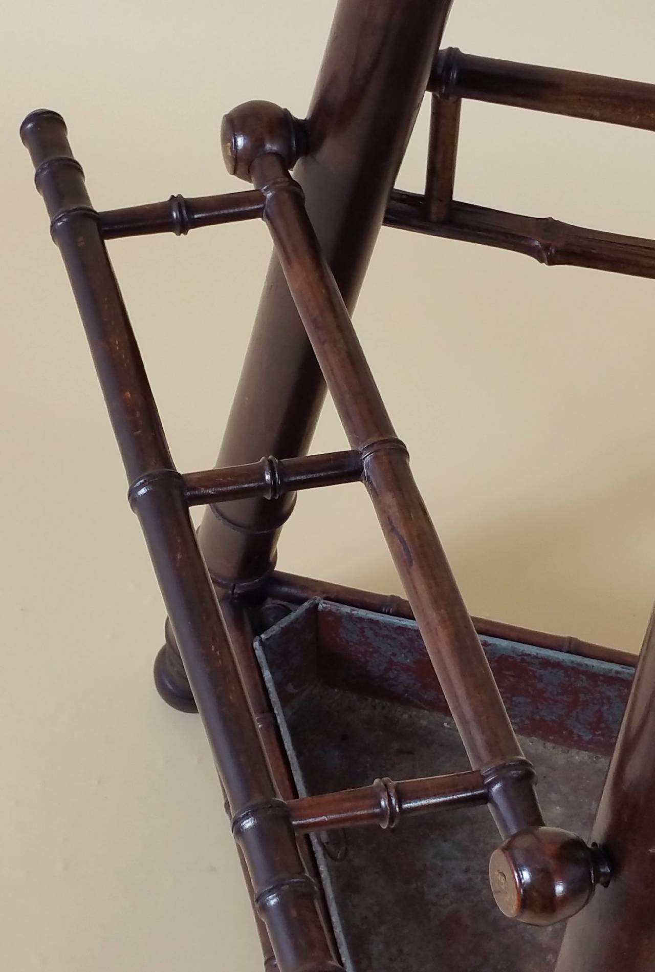 19th Century Iron, Bamboo and Beech Hat and Stick Stand 5