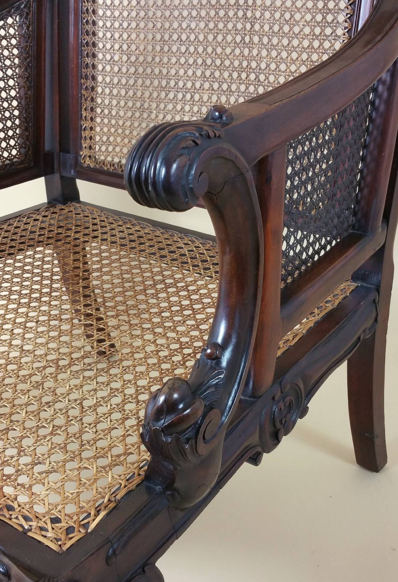 Pair of 19th Century Georgian Style Carved Mahogany Library Chairs 1