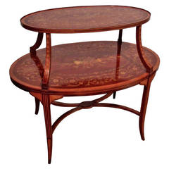 Victorian Oval Inlaid Mahogany Side Table