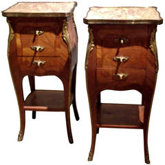Pair of Marble Topped Kingwood Bedside Tables