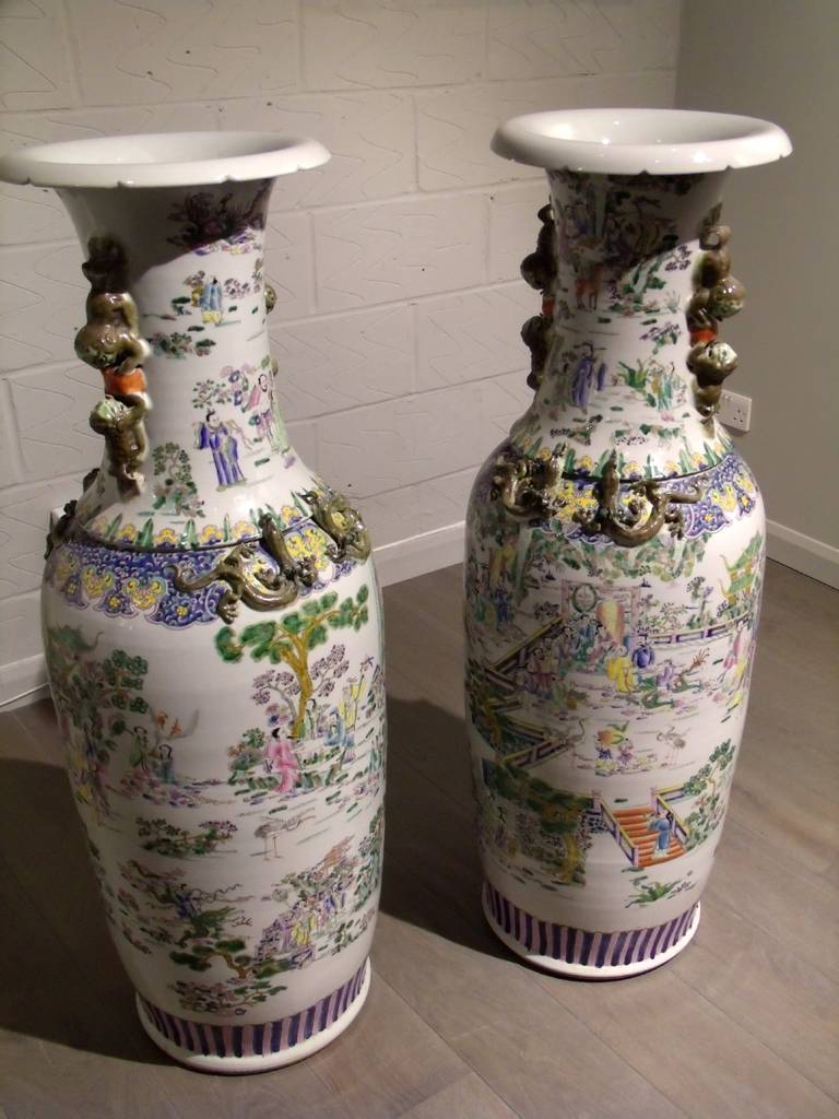 Mid 20th Century Pair of Chinese Large Floor Vases 3