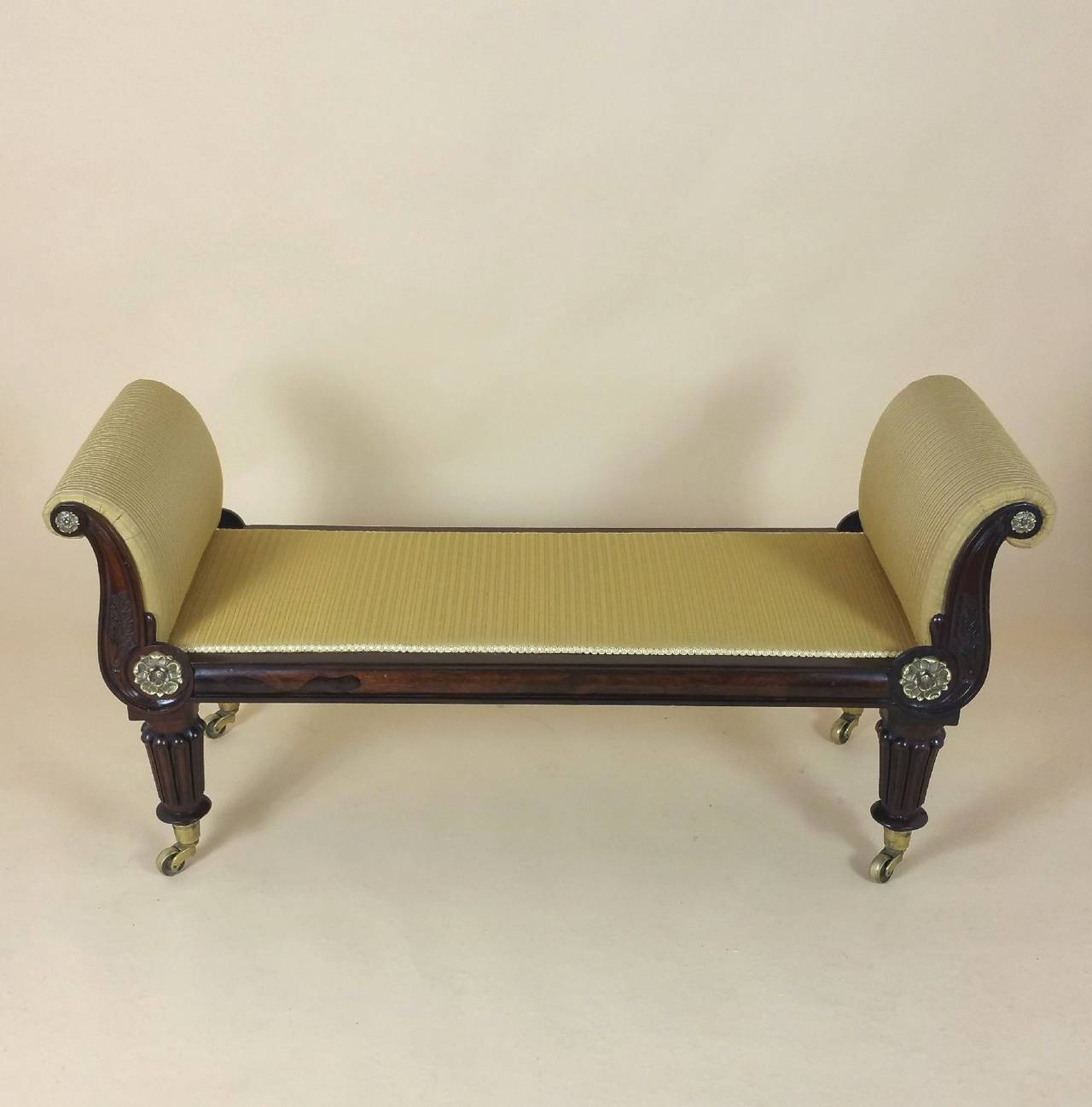 Early 19th Century Rosewood Window Seat with Brass Mounts and Carved Decoration 4