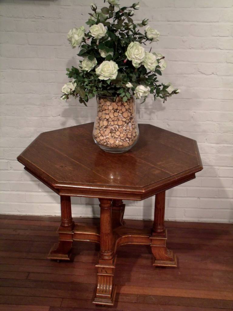 19th Century Victorian Octagonal Oak Centre Table