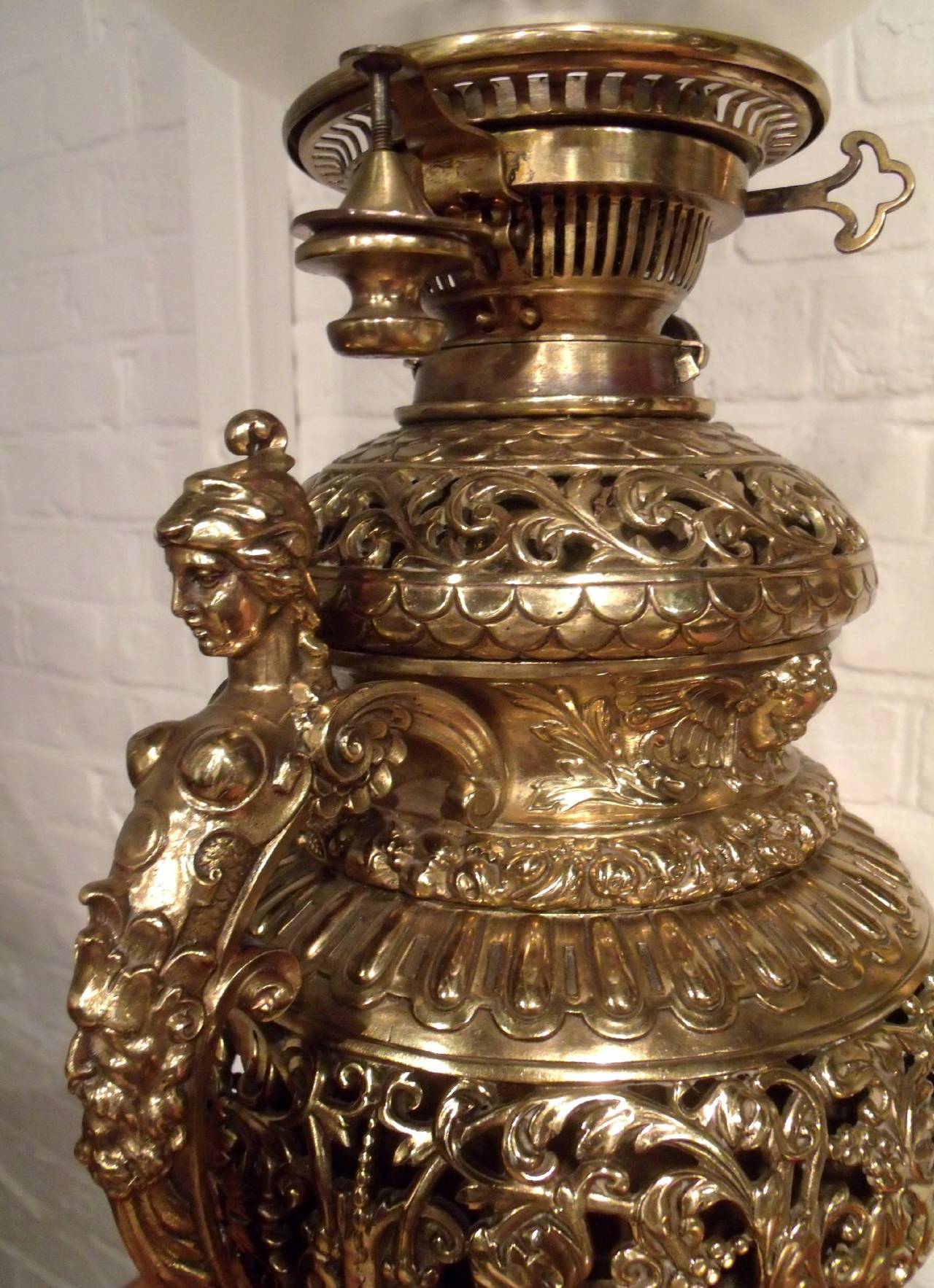 19th Century Victorian Brass Oil Lamp