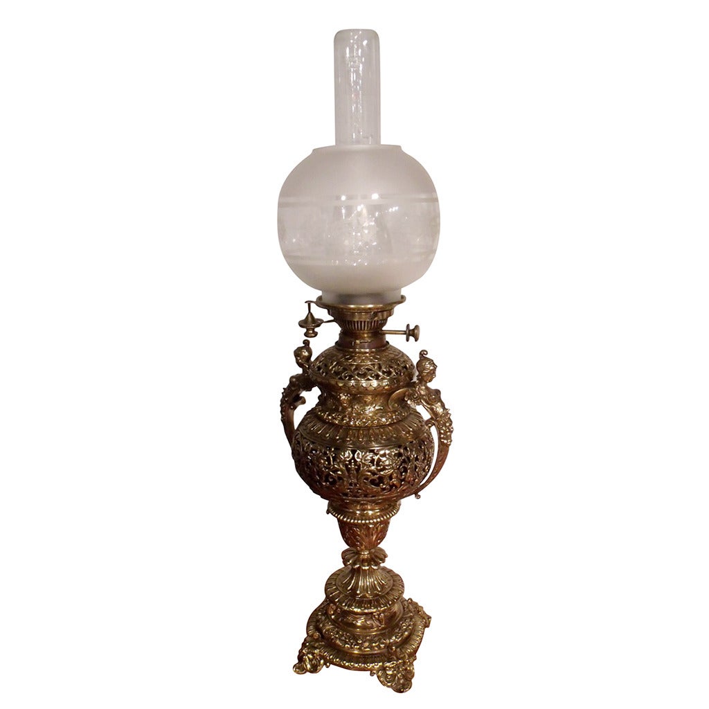 Victorian Brass Oil Lamp