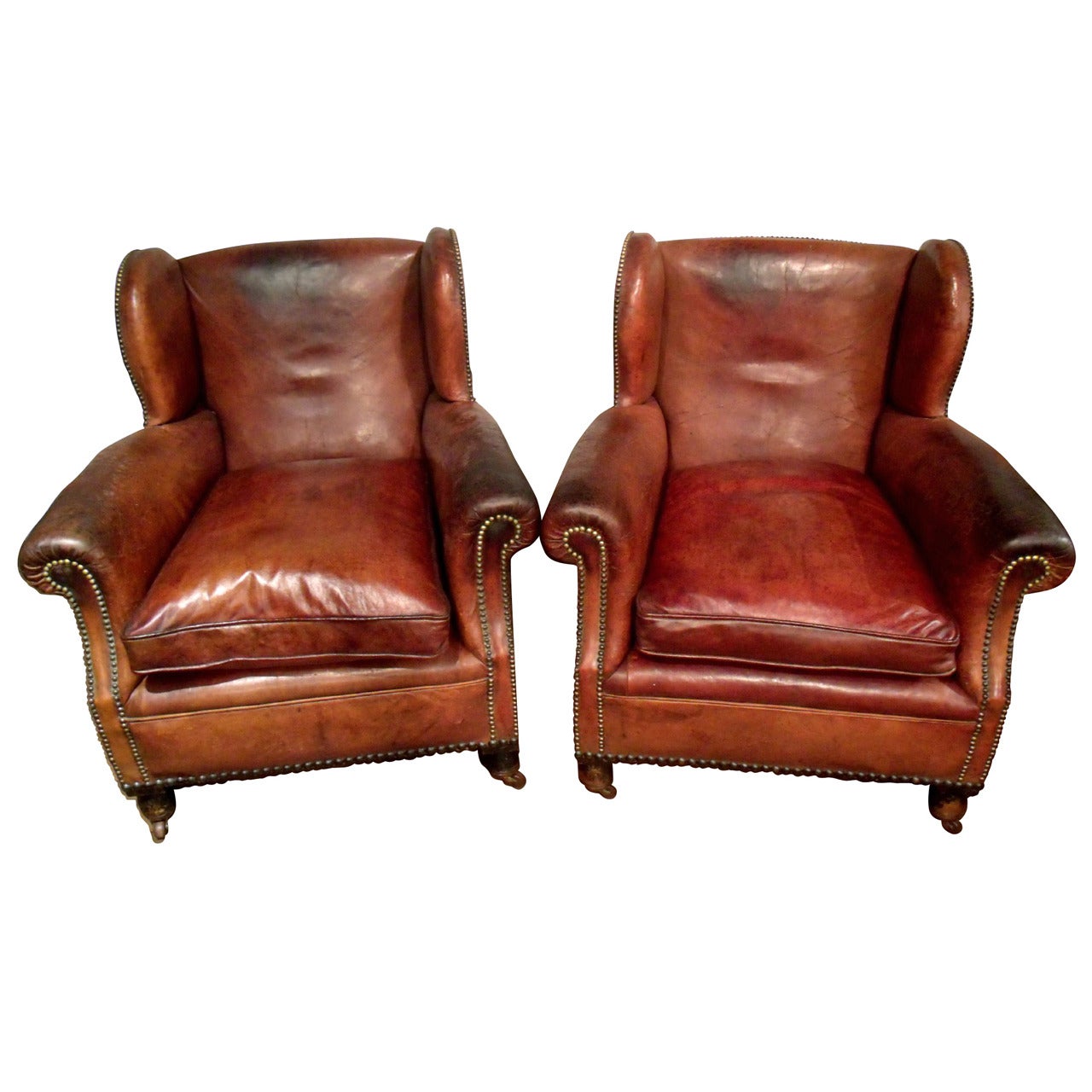 Pair of Victorian Gentlemen's Leather Club Chairs