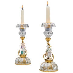 Pair of Victorian Porcelain Figure Candlesticks