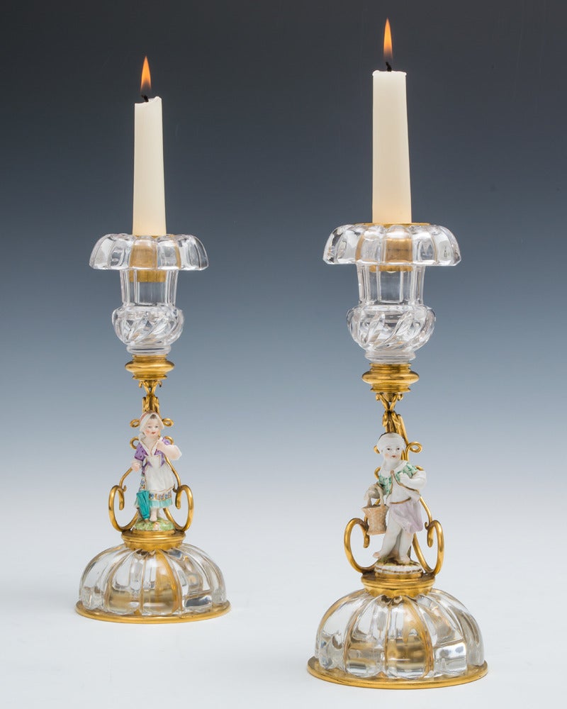 Pair of Victorian Porcelain Figure Candlesticks