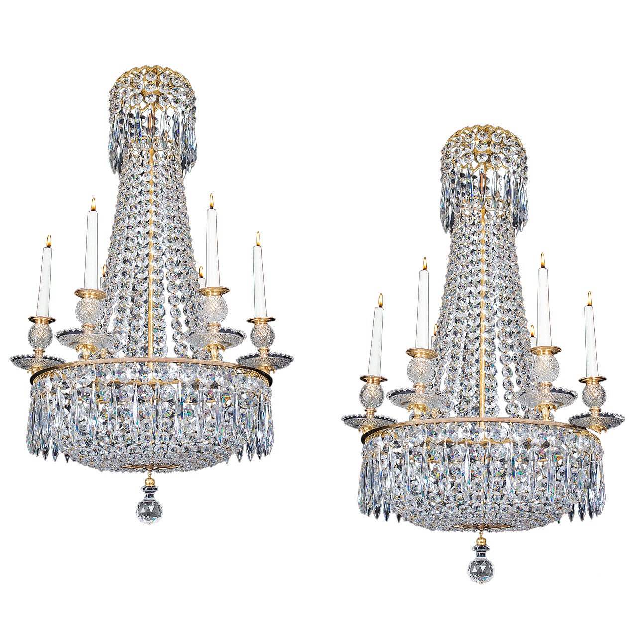 Small Pair of Classic Regency Chandeliers by John Blades