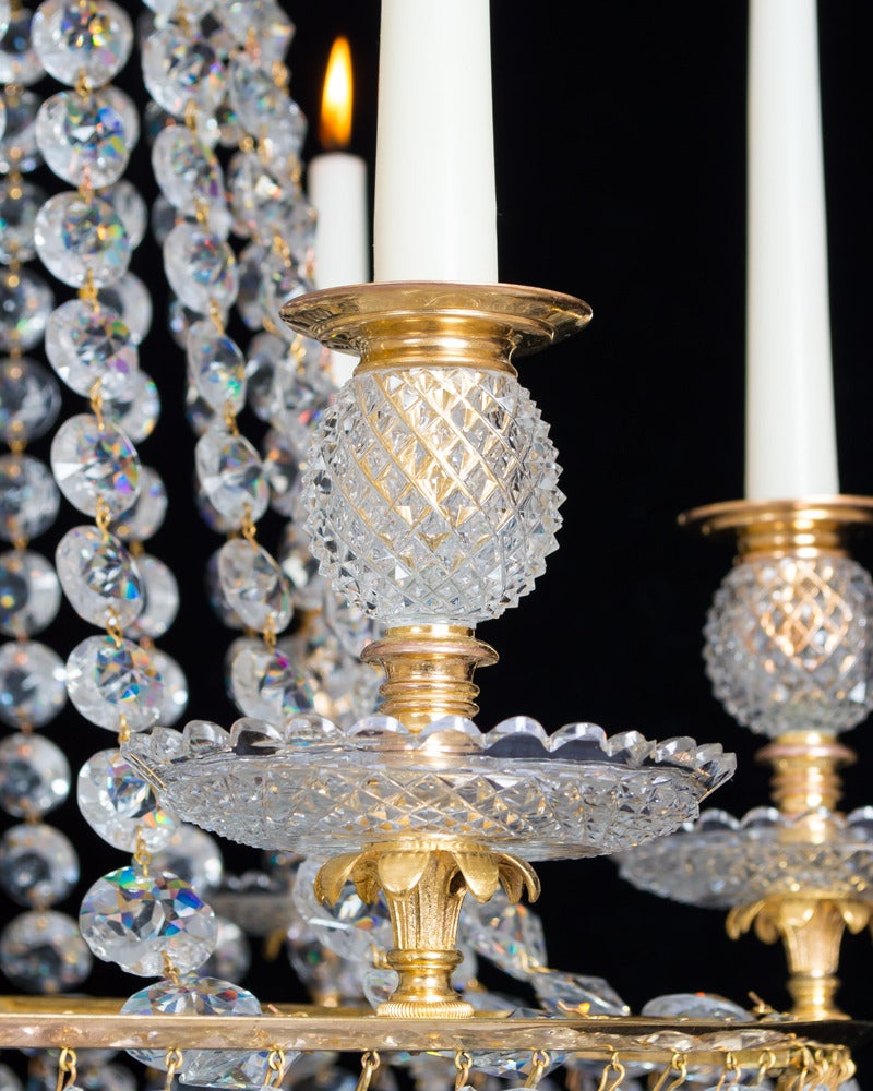 English Small Pair of Classic Regency Chandeliers by John Blades