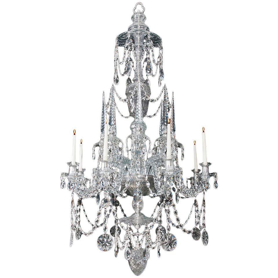 Highly Important Continental Cut-Glass Chandelier of Finest Quality For Sale