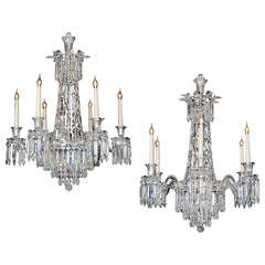 Fine Quality, Small Pair of Victorian, Six Light Cut Glass Chandeliers
